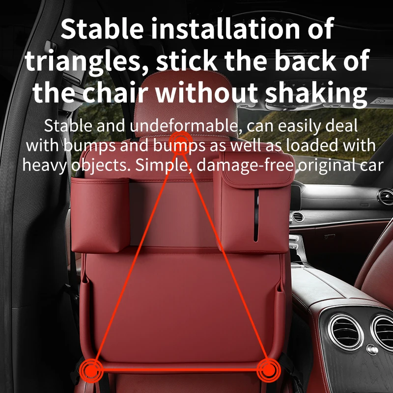 Car Seat Backrest Folding Dining Table, Multifunctional Small Dining Table for the Back Seat, with Phone Holder, Leather Storage Bag, In-Car Storage Pocket