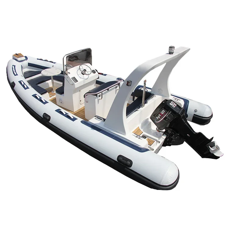 22.3ft Hypalon 680cm Fiberglass Rigid Hull Inflatable Rowing Fishing Boat With Electric Motor Surfing Aluminum PVC Material