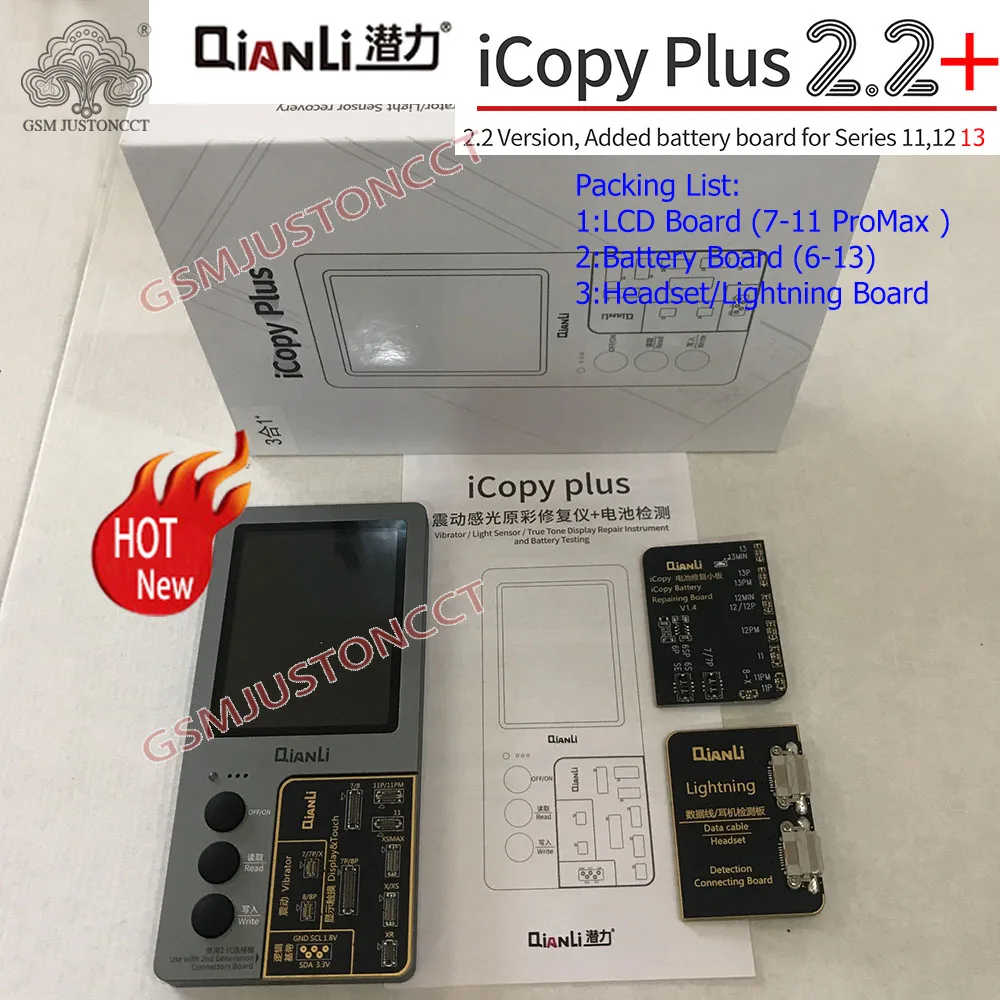 Qianli iCopy Plus 2.2v with Battery Testing Board for 7 8 8P X XR XS XSMAX 11PM 12 LCD Vibrator Transfer EEPROM Programmer