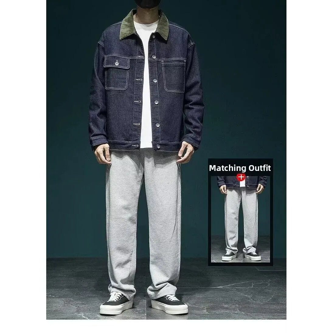 جاكيت دينيم أمريكي عتيق ثقيل الوزن للرجال، فضفاض بمقاسات كبيرة، بألوان متباينة، مناسب للربيع والخريف #4