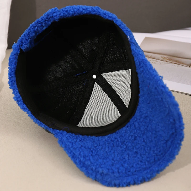 Neue 16 Farben Herbst Winter Baseball Kappe Frauen Künstliche Lamm Wolle Hüte Version Flut Warme Plüsch Baseball Caps Baseball Kappe – Detail 8