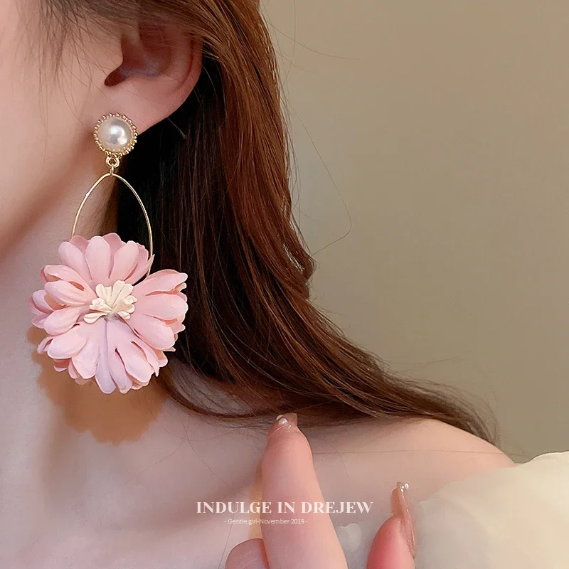 Flower Dangle Earrings for Women Fairy Statement Summer Refreshing Seaside Idyllic Holiday