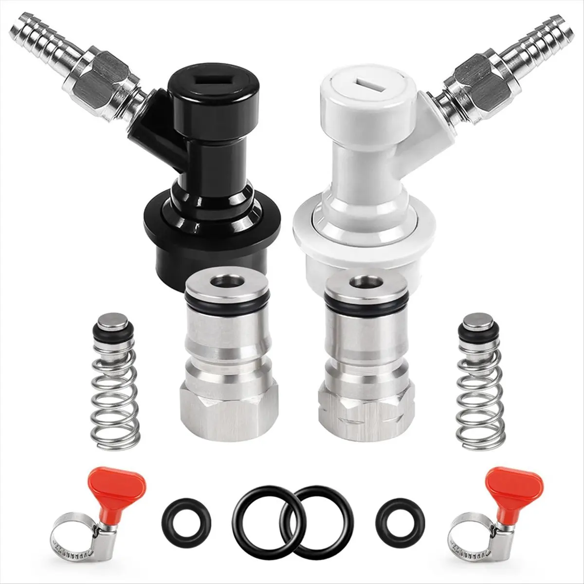 A89X Ball Lock Keg Post Quick Disconnect Set, Corny Keg Connectors, Homebrew Stainless Corny Keg Post 19/32-18 Female Thread