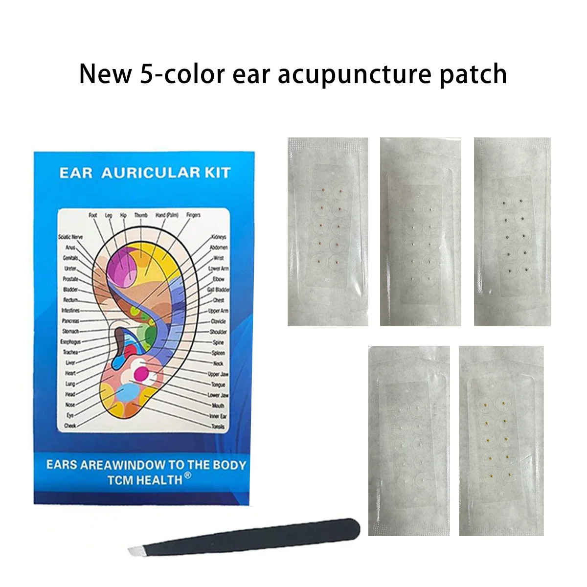 50 Pcs Ear Seeds Kit, 5 Colors Detachable Auriculotherapy Patches for Stress Relief, Wellness Routine, Insomnia Support & Body