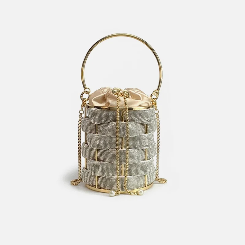 

Handmade Rhinestones Acrylic Evening Clutch Bag Purse Handbag Luxury Designer Shoulder Bag Shiny Crystal Clutch Purse Bucket Bag
