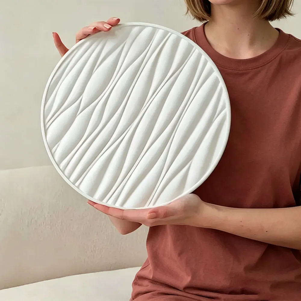 Large Round Tray Silicone Mold Wave Cement Plaster Tray Molds Epoxy Resin Jewelry Display Tray Mould DIY Home Decoration Making