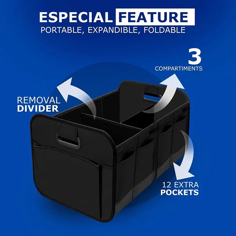 Large Capacity Multi-Compartment High Quality Foldable Storage Box For Car Trunk, Thickened Hollow Carry Handles On Both Sides