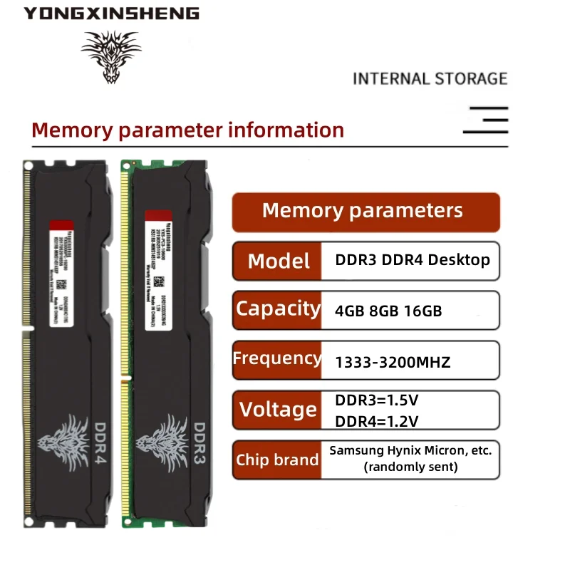 DDR3 DDR4 4GB 8GB 1600MHZ 1866 2400 2666MHZ PC3-12800 PC4-21300 16GB 3200MHZ DIMM Unbuffered Non-ECC Gaming Desktop Memory Ram