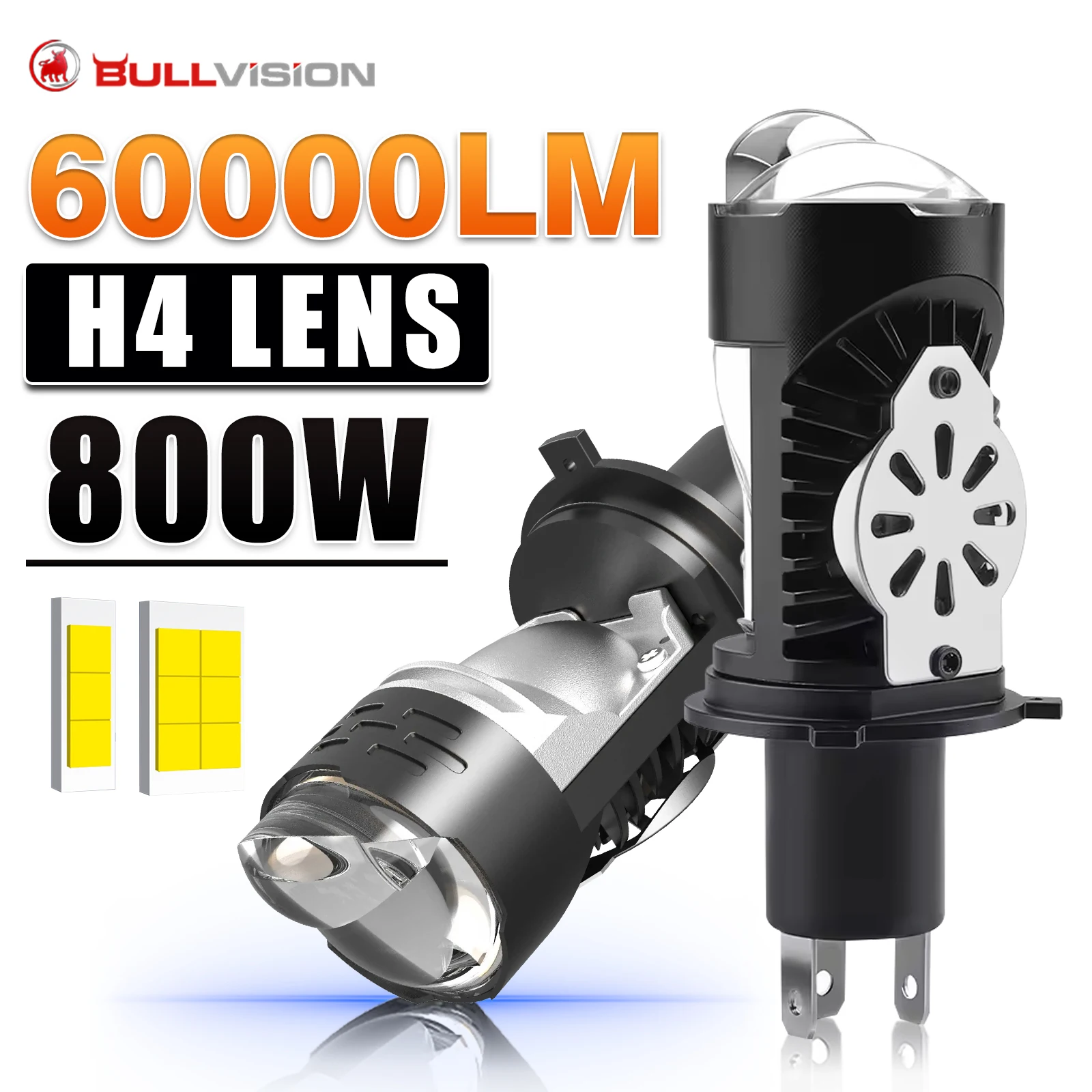 H4 LED Lens Mini Bi Led Projector Headlight Bulbs High Power 800W CANBUS H4 High Low Beam 6000K For Motorbike Turbo Fog Lamps