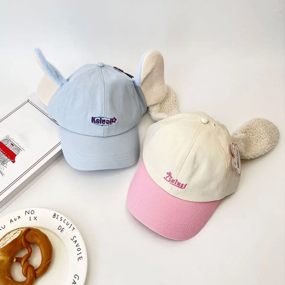 

Повседневная бейсболка с ушками, мультяшная бейсболка с кроликом и котенком, защита от ультрафиолета, фуражка, регулируемая шляпа со слоном и вышивкой