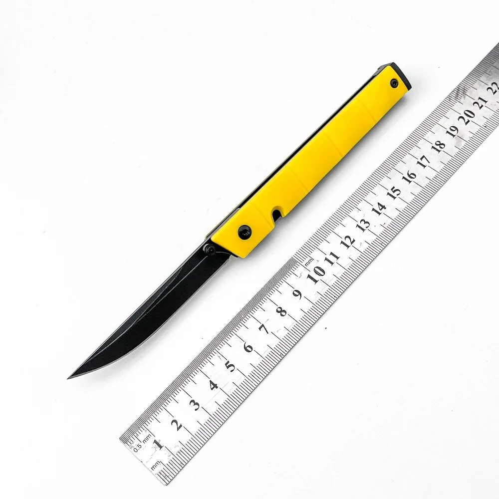 7096 EDC Folding Utility Knife Bright Yellow Non-slip Handle 8Cr13Mov Blade Camping Hunting Portable Carry Pocket Knife