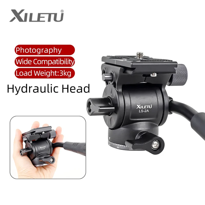 

XILETU LS2A Mini Hydraulic Damping Head Lightweight Video Photography Tripod Head with Quick Release Plate for SLR Camera Tripod