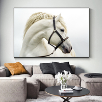 Modern Animal Wall Art Poster White Horse Canvas Painting Prints Pictures for Living Room Home Decor No Frame Large Size Cuadros