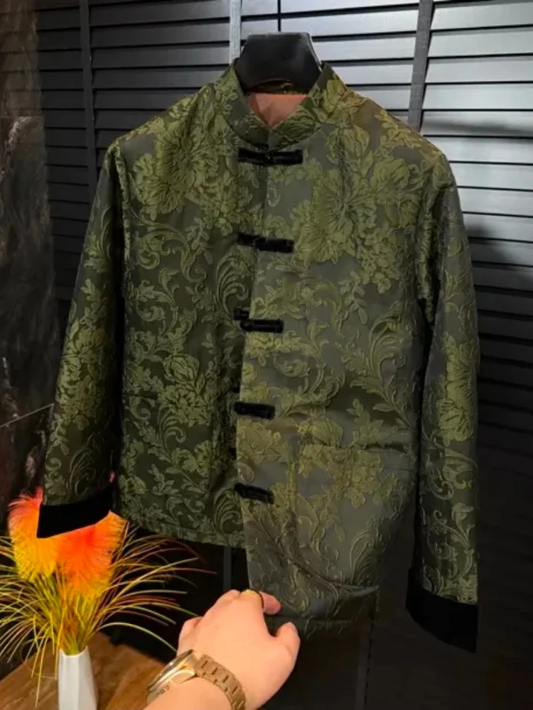 

High Quality Men's Tang Suit Jacket Autumn Winter New Style Fashionable Versatile Business Casual Long Sleeve No Ironing Requ...