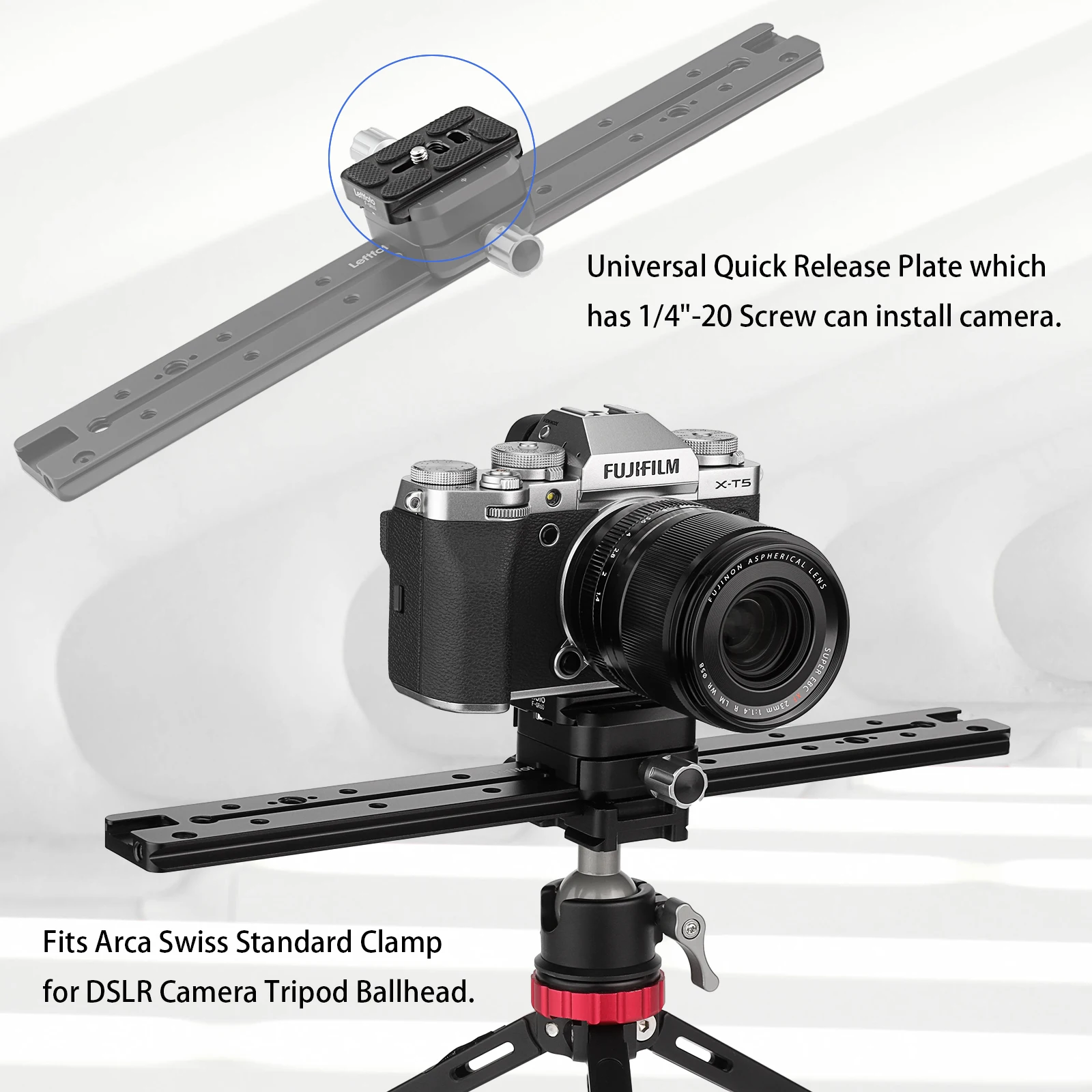 LEFTFOTO  60mm Universal Camera Quick Release Plate Metal Small QR Tripod Camera Body Mount Plate Fits Arca Swiss Standard Clamp