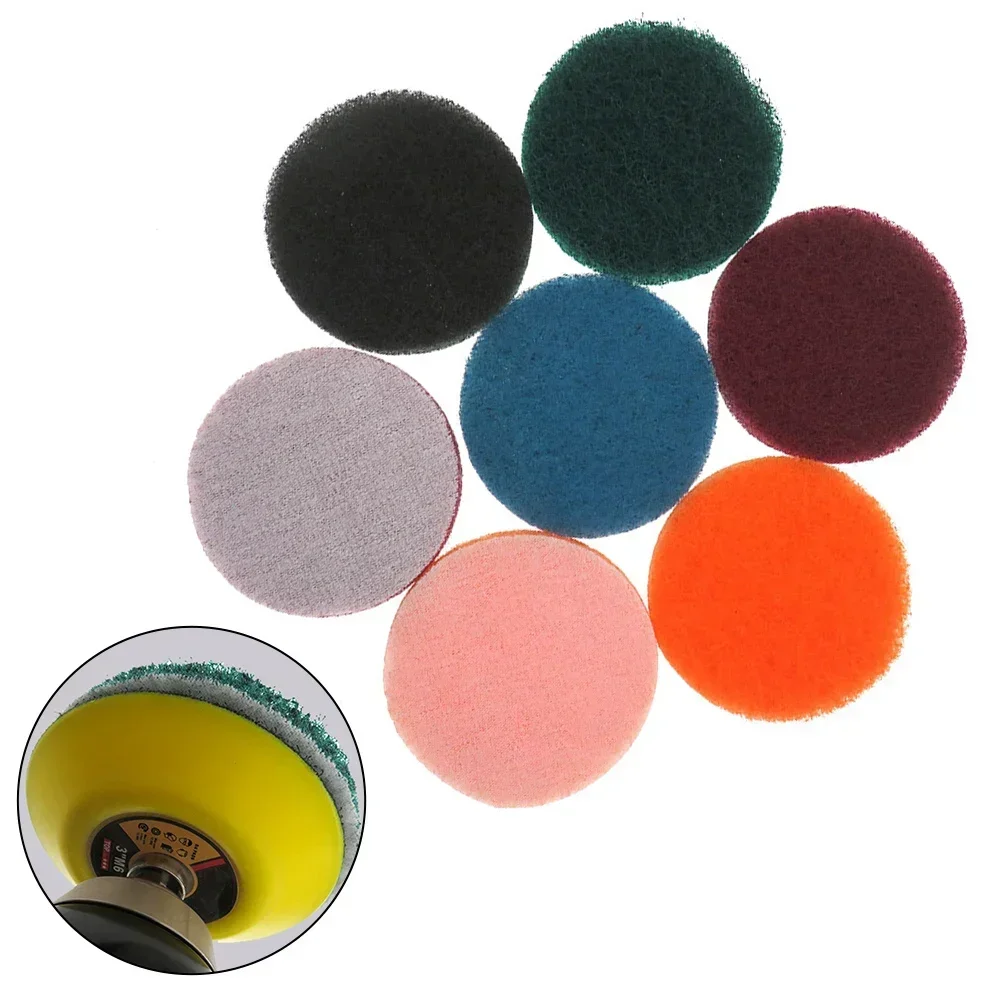 5pcs 75mm Industrial Scouring Pad Cleaning Cloth Self-adhesive Flocking Industrial Rust Removal Polishing Cloth Abrasive Tools