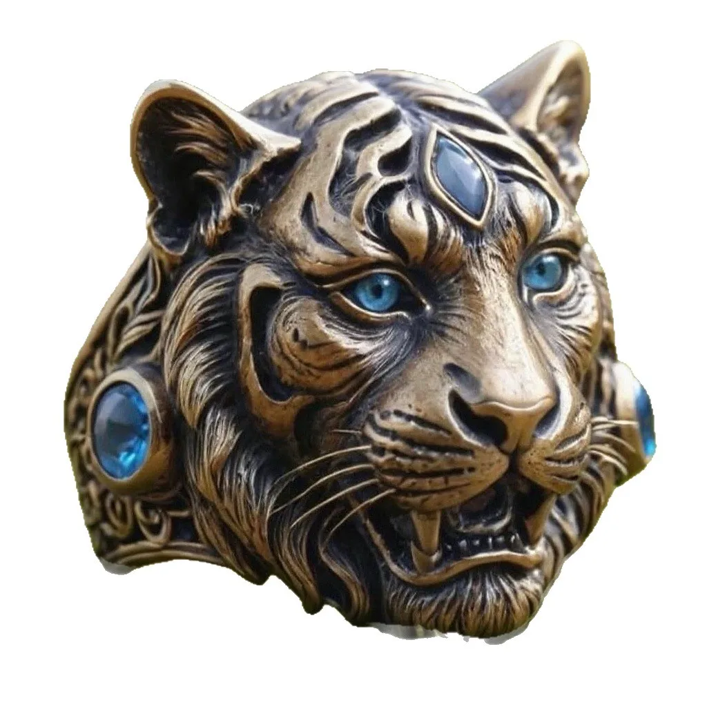 2026 New Alloy Ring, Creative Tiger Head Shape Men's Ring, Domineering Trendy Vintage Animal Jewelry Hip Hop Personality