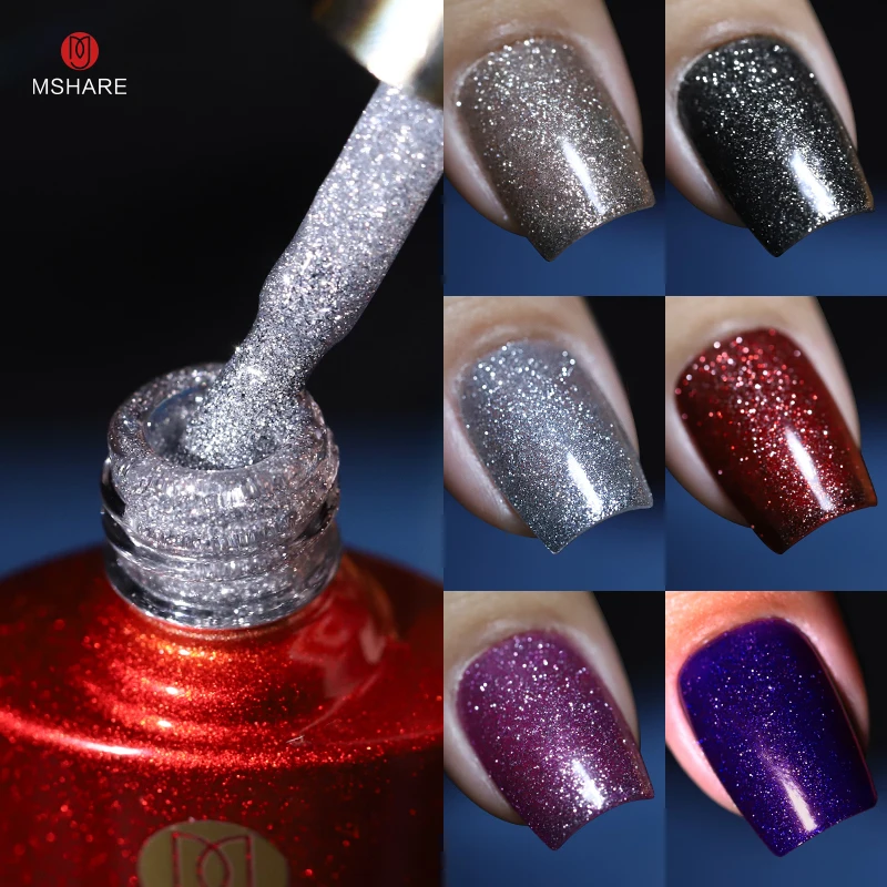 MSHARE-Verniz Gel Glitter Reflexivo, Esmalte, Nail Art Brilhante, Matéria-prima, Mergulhe, 1kg