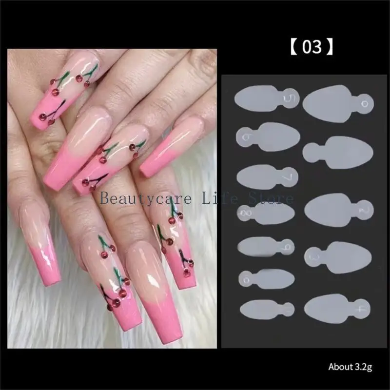 652c 12sheet ongles Forme d'autocollant français Couverture complète Faux Nails Guide dessin ligne française Autocollants