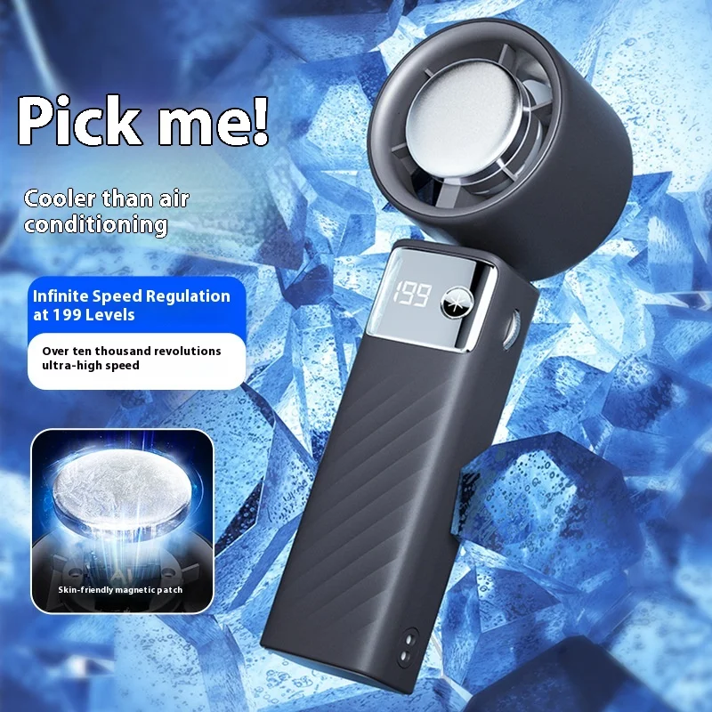 

199 Speeds Handheld Fan with Semiconductor Cooling Foldable Design HD Display Portable Outdoor Fan for Summer
