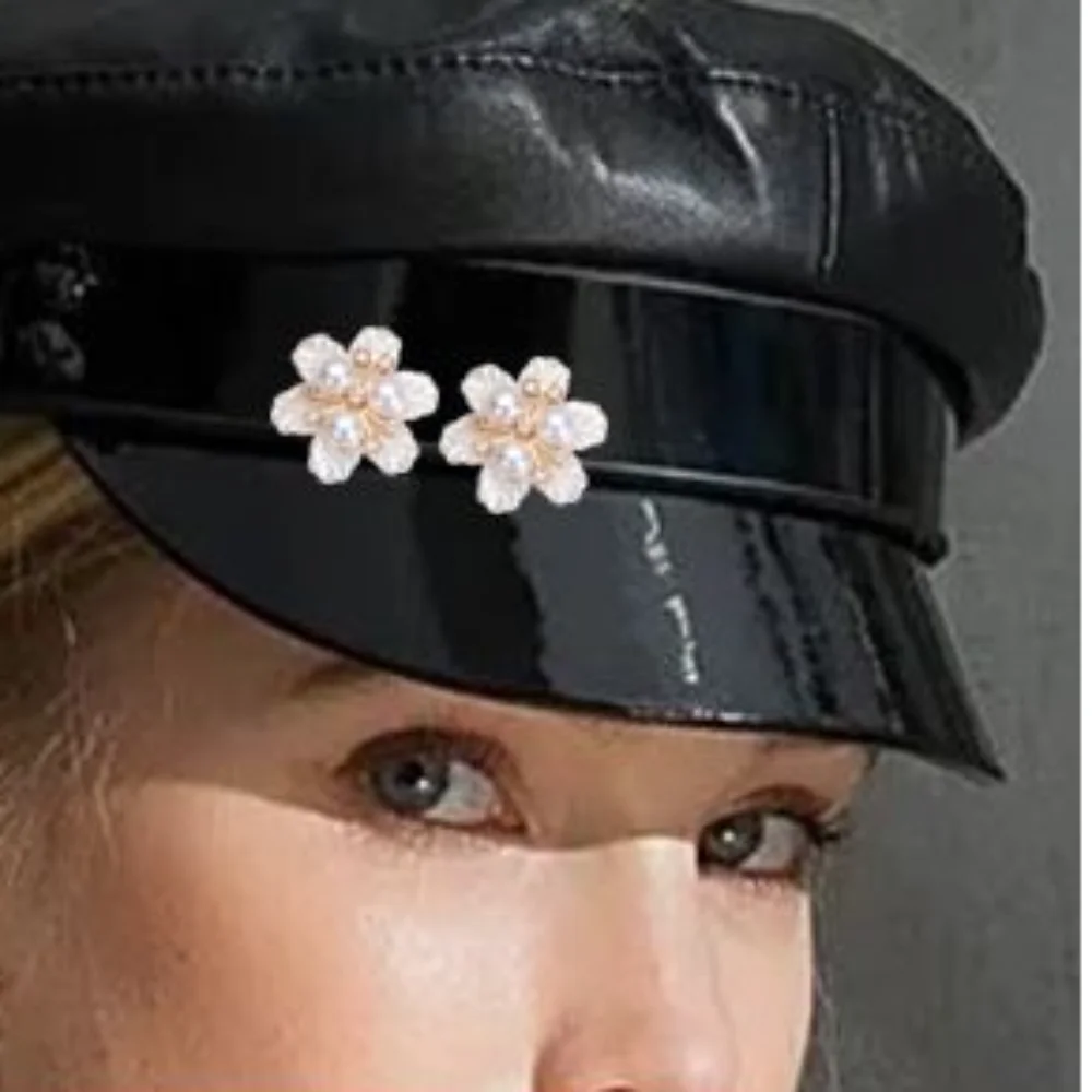 5PCS DIY Craft Flower-shaped Crystal Pearl Button Headwear Clip Pearl Hairpins Rhinestone Buttons