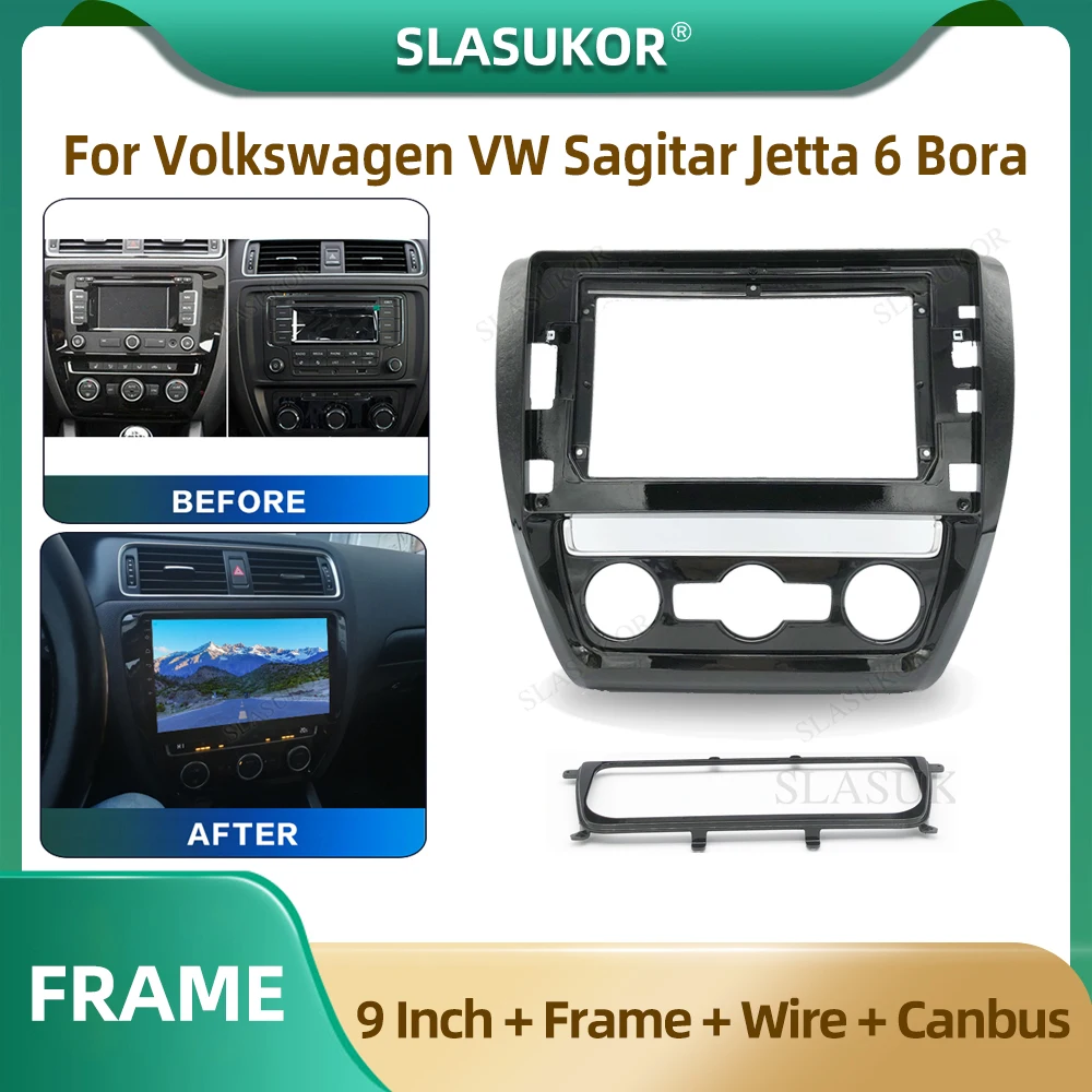 

10 Inch Car Radio Fascia For Volkswagen Jetta 6 2011 - 2018 Car Radio Panel Wire Sleeve Frame Dashboard Original Car Mount Kit