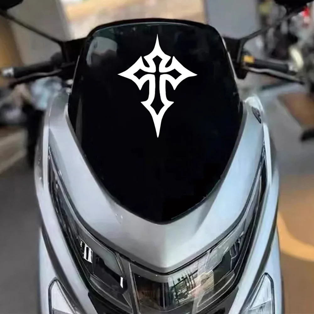 1PC Gothic Style Cross Motorcycle Helmet Sticker Waterproof for Motorbike Fuel Tank Front Fairing Scooter Universal Vinyl Decal