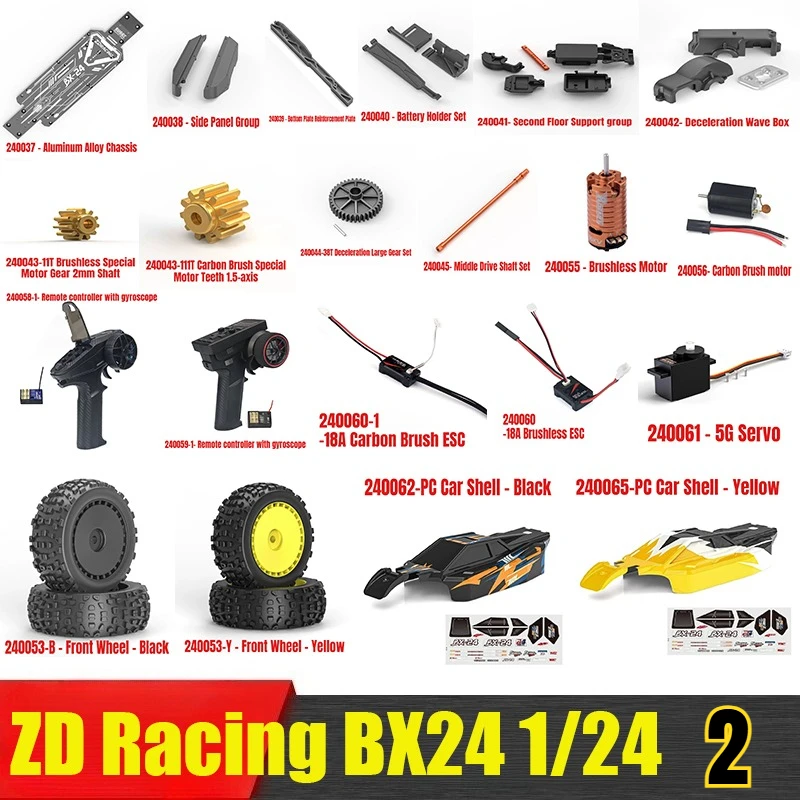 ZD Racing BX24 1/24 RC Car Parts Car Shell Tire Servo ESC Side Plate Chassis Motor Gear Transmission Shaft Bearing Motor Parts 2