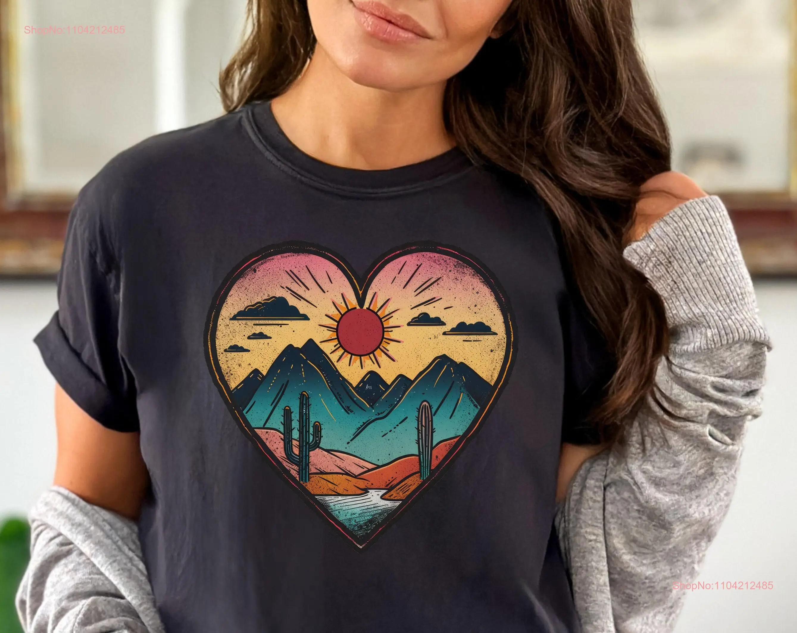 Comfort Colors Cactus Mountain Desert Sunrise T Shirt Saguaro Sedona Arizona Adventure Outdoorsy  long or short sleeves