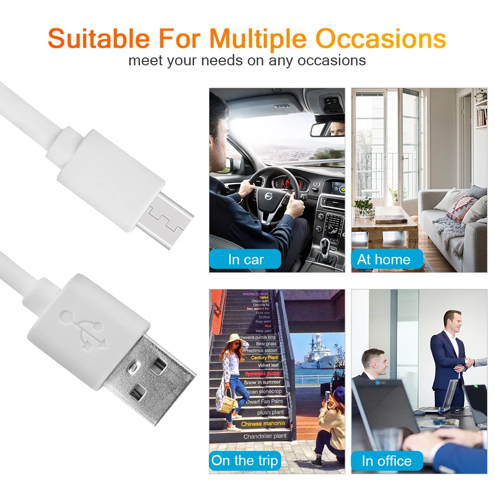 White 5/6PCS Short Cable 20-30CM Micro USB Type C Wire Charging Cord 2A For Iphone Huawei Android Mobile Phone Charger