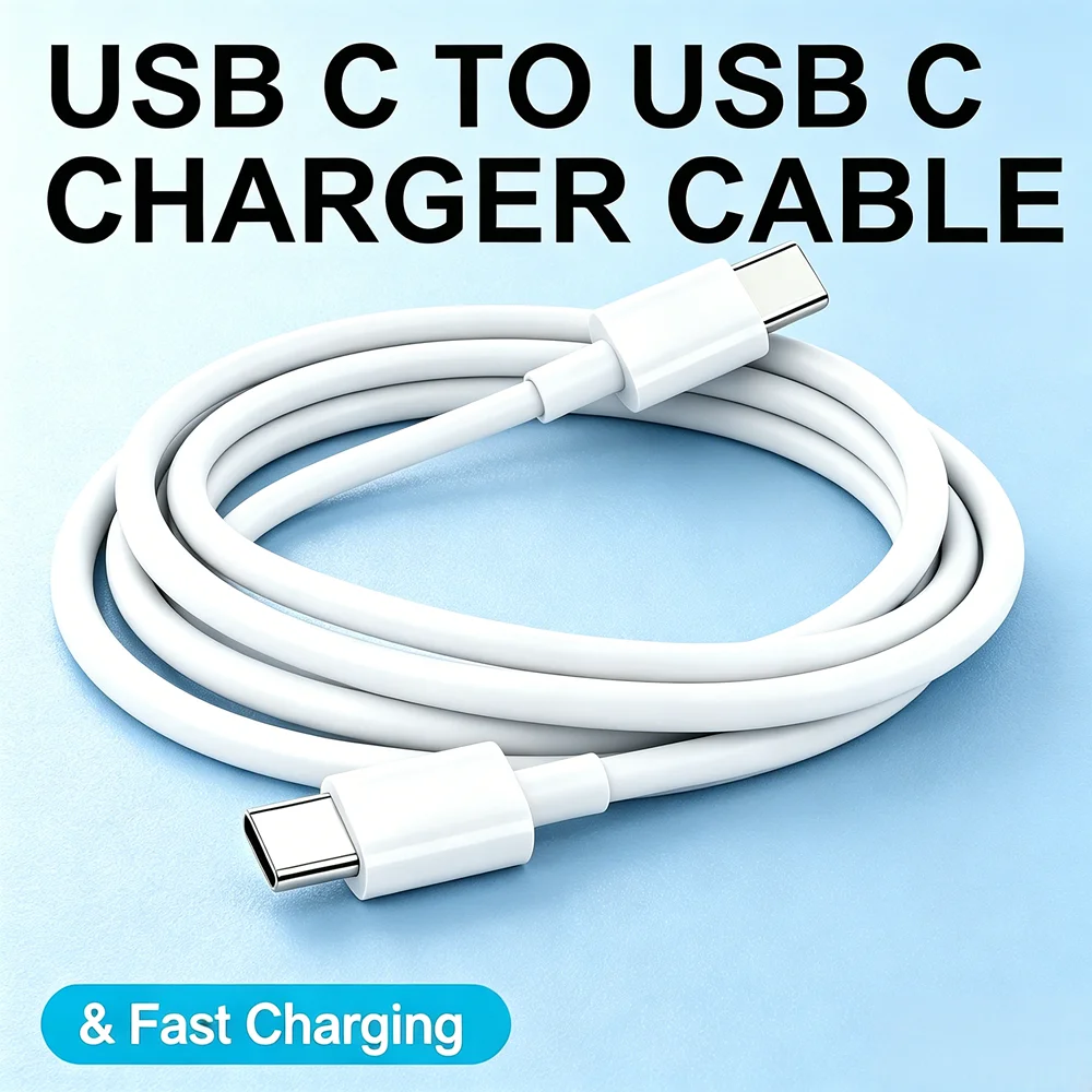 2M/3M USB-C to Type-C Fast Charging Cable, USB-C to USB-C Data Sync Charger Cord for iPhone 151617 Smart Digital Devices