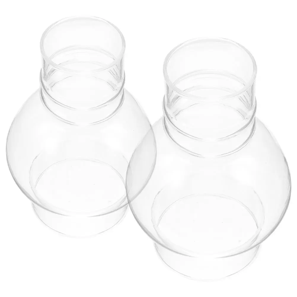 

2Pcs Glass Lamp Shade Protector 6 14 Tall Handblown Clear Chimney for Oil Lamps 5cm 73cm Diameter Oil Lamp Shade