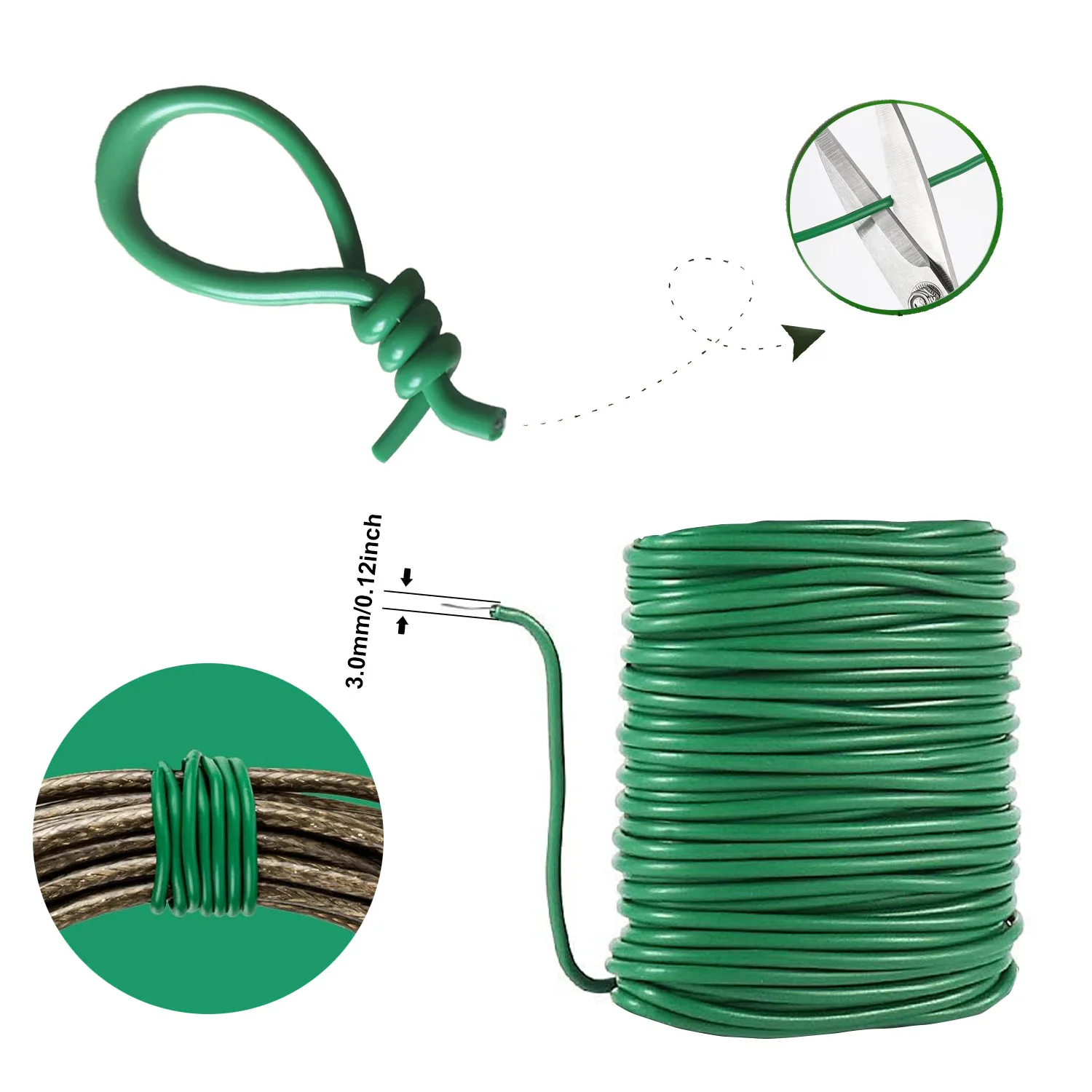 حبل ربط نباتات الحديقة 5/8/10 متر خط دعم حديقة مرن أخضر حبل سلكي مطلي قابل لإعادة الاستخدام مناسب لتثبيت نباتات التسلق
