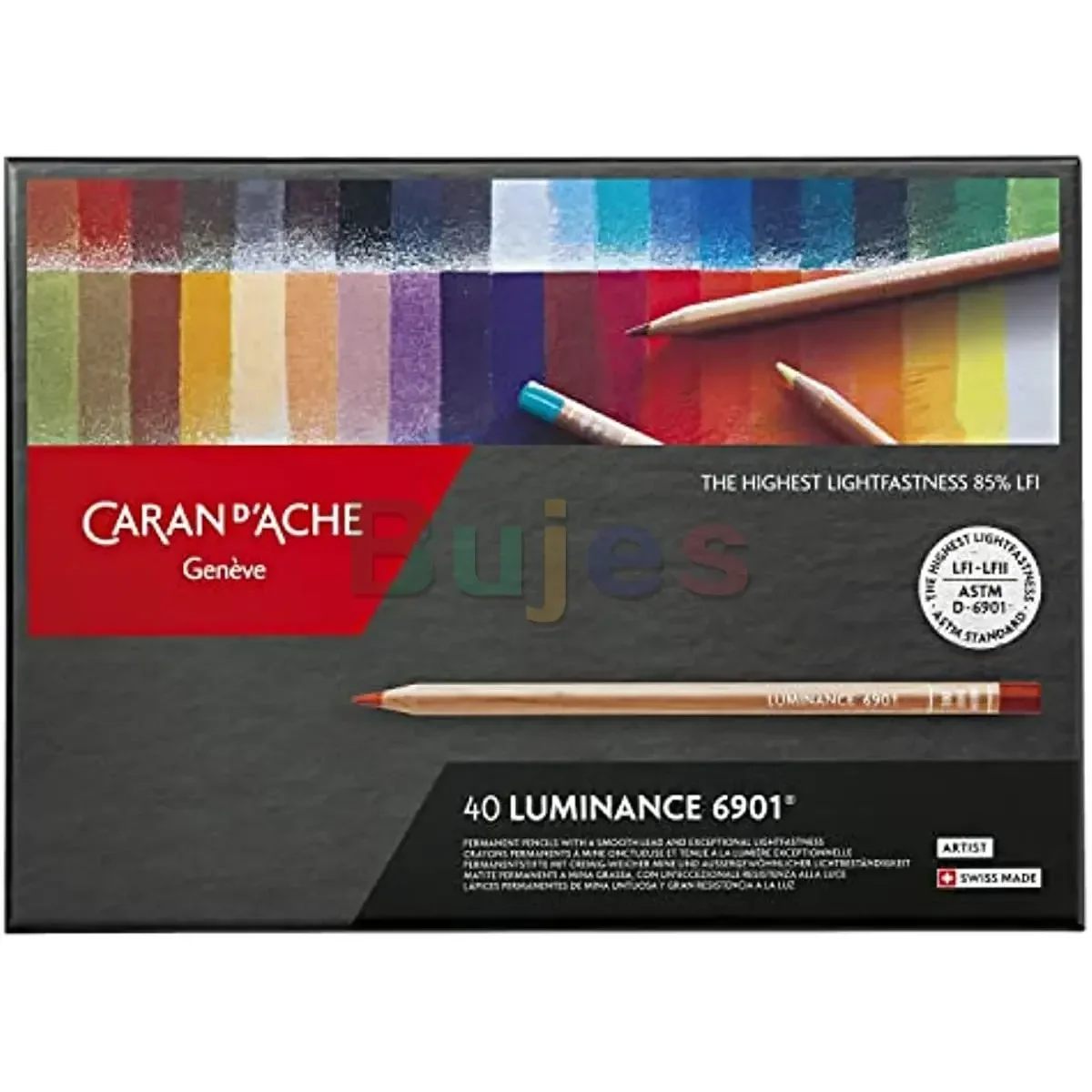 Caran D'ache Luminance 40-piece Colored Pencil Set Finely-ground Pigments
