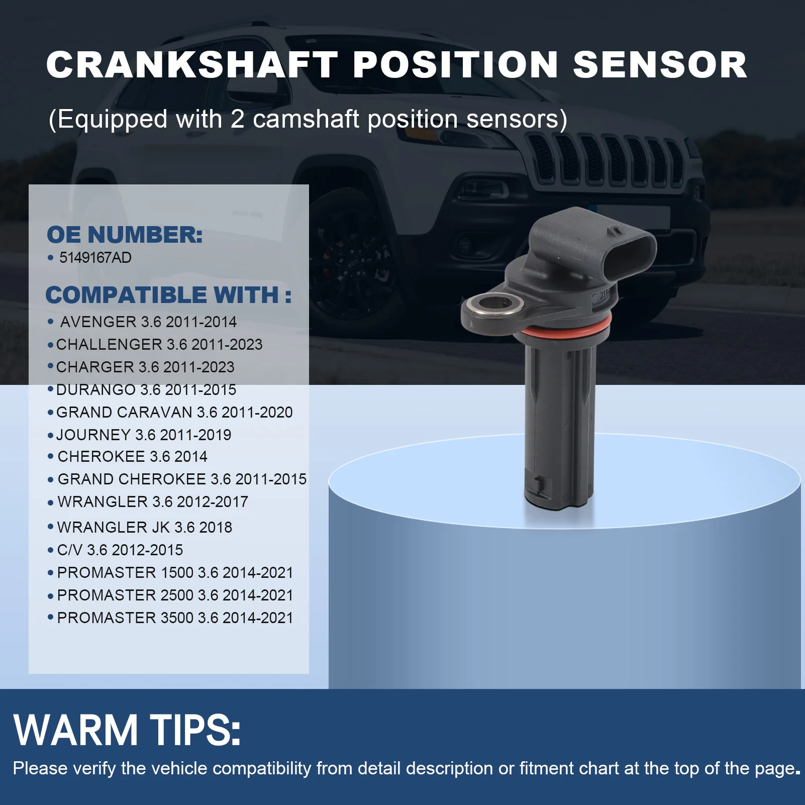 

5149167AD Датчик положения коленчатого вала и распредвала 5149141AF ДЛЯ Chrysler 200 300 Town & Country Dodge Avenger