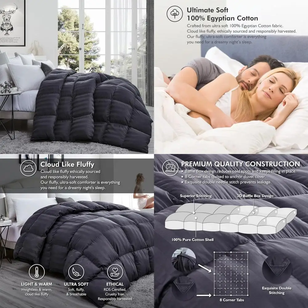 حشوة لحاف مقاس كينج مع غطاء قطن مصري 100% ووزن ملء 70 أونصة لراحة فاخرة