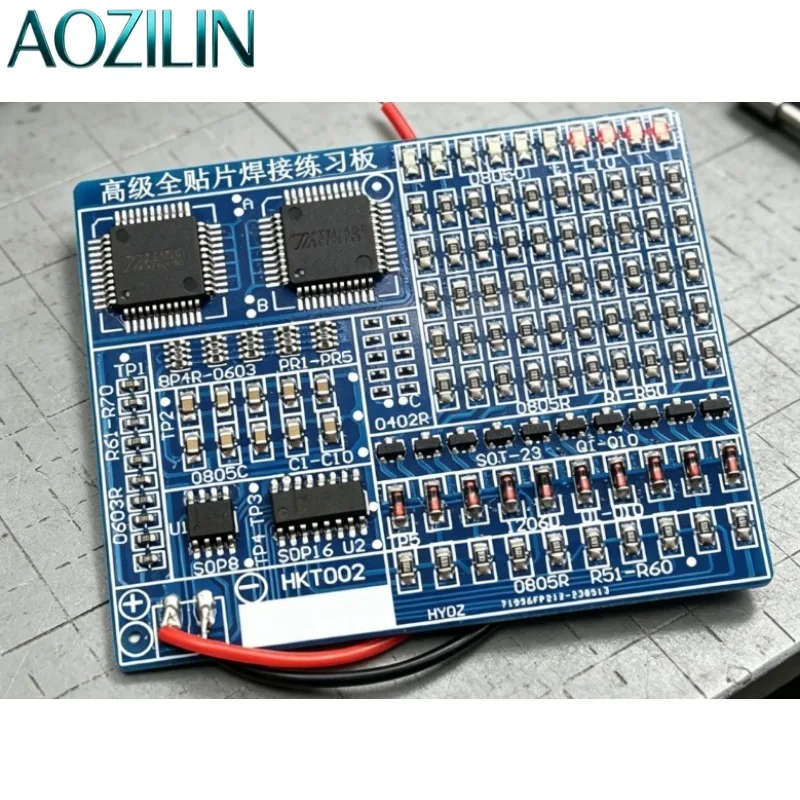 AOZILIN Full Patch Welding Practice Board DIY Training, Enhanced SMT Skill Training Electronic DIY Parts Kit Module