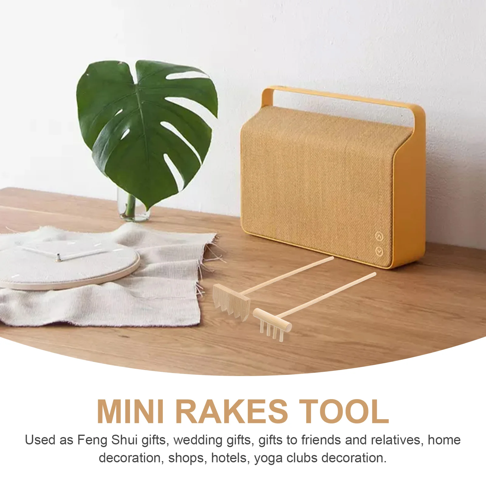 3 Pcs Natural Bamboo Mini Rake Zen Garden Accessory Set Feng Shui Decor Meditation Rakes Tabletop Rakes Garden Tools Eco