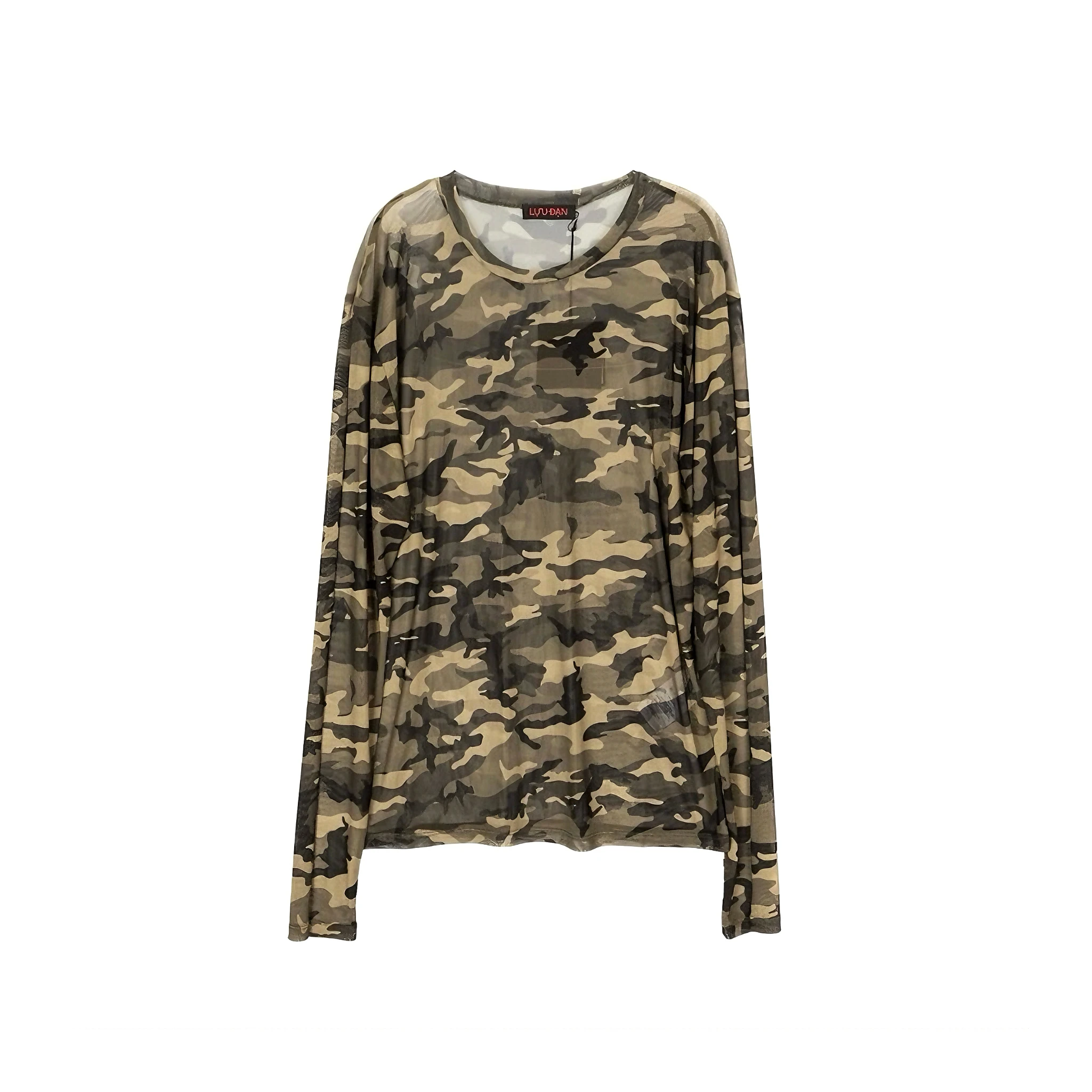 Luudan Opium Camouflage Net Elastic Long Sleeve T-Shirt Base Shirt Loose Unisex Breathable Sweat Absorbent Quick Dry Lightweight
