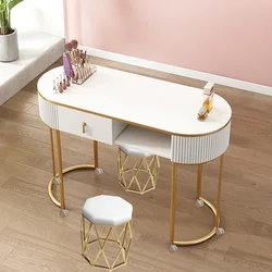 Luxury Cream Style Nail Tables Fashion Makeup Durable Manicure Nail Tables Dressing Retro Mesa Manicura Salon Furniture