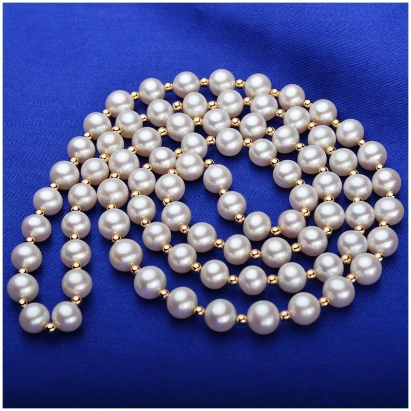 Real 8-9mm Natural White Pearl Necklace, , Fashion Jewelry for Daily Wear 925 Sterling Silver
