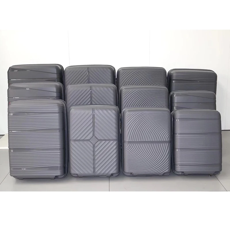 For FACTORY PRICE GOOD QUALITY 12PCS SEMI FINISHED PP LUGGAGE CUSTOM LOGO DOUBLE WHEELS