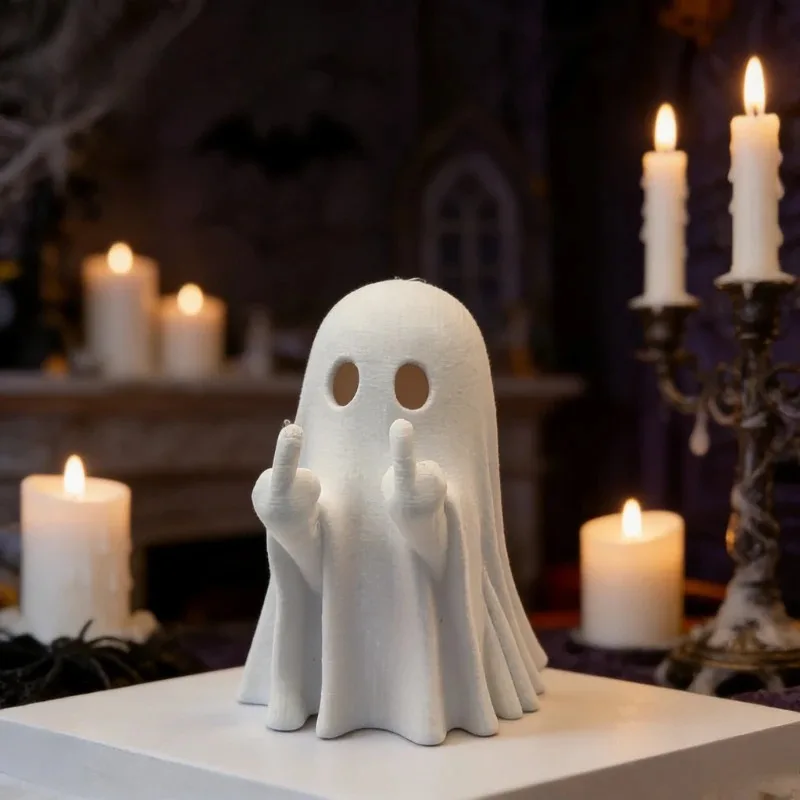 3D Printed Pen Holder Ghost Figurine Desk Organizer Design Funny Halloween Desktop Stationery Storage Office Home Decor Giff