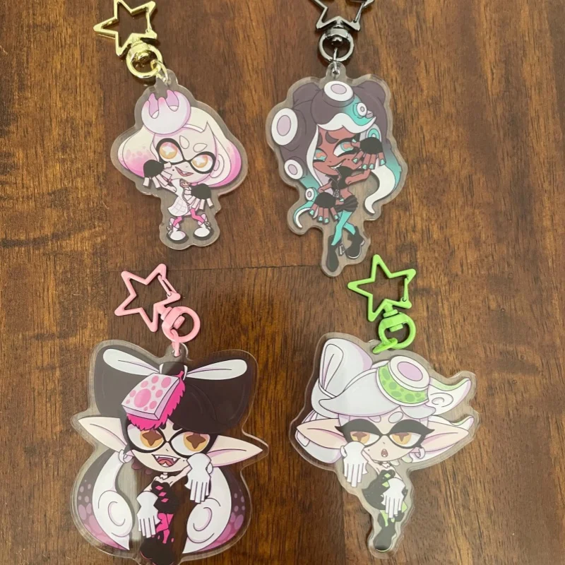 Splatoon Idol Acrylic Keychain | Squid Sisters Callie Marie Off The Hook Pearl Marina Cute Star Clasp Bag Charm, Gamer Gift