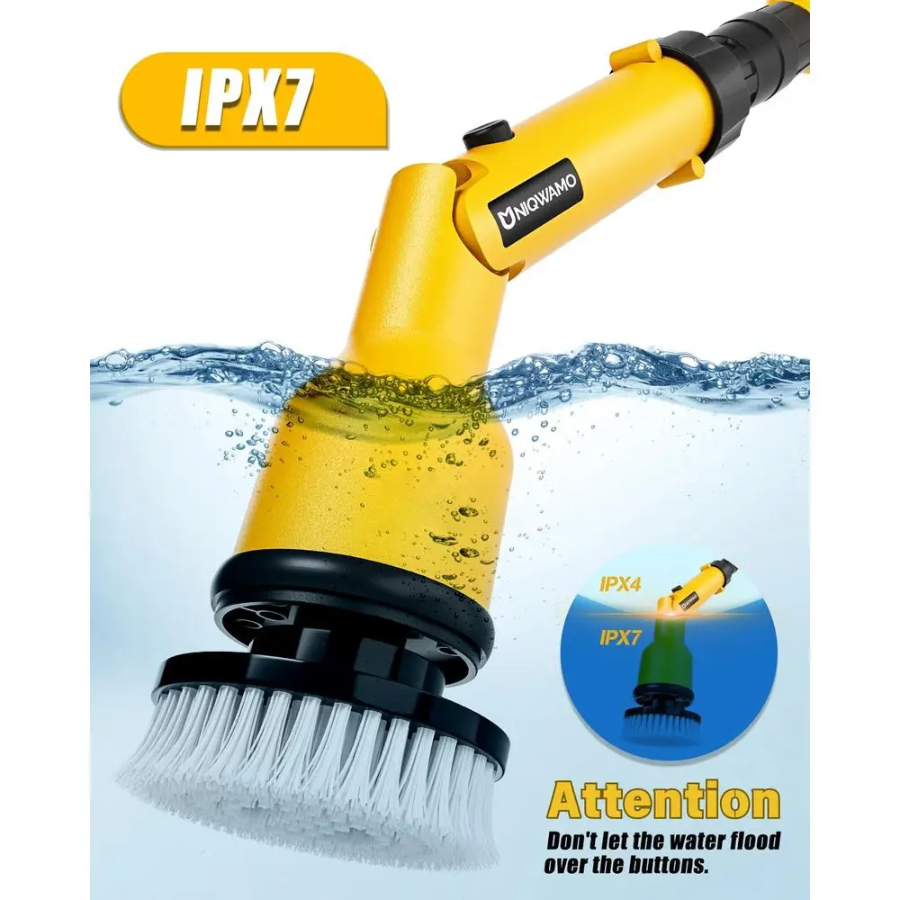 20V Battery-Powered Scrubber, 1000 RPM, Adjustable Extension Arm, 8 Brushes, Suitable for Tub/Tile/Floor
