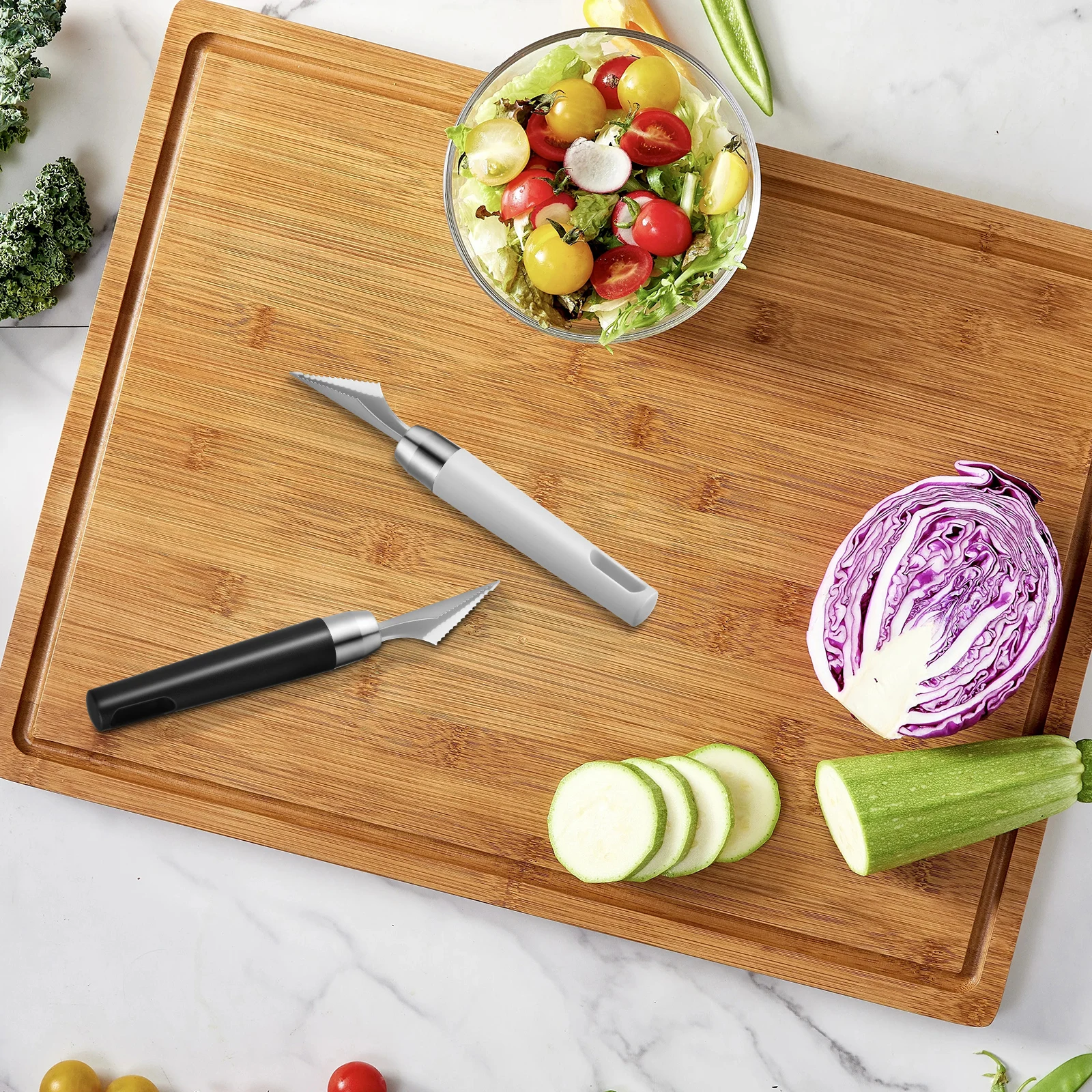 

2pcs Stainless Fruit Gadgets Carving Tool For Apple Cucumber Pumpkin Fruit Slicer Kit Diy Food Craft Salad Making Kit