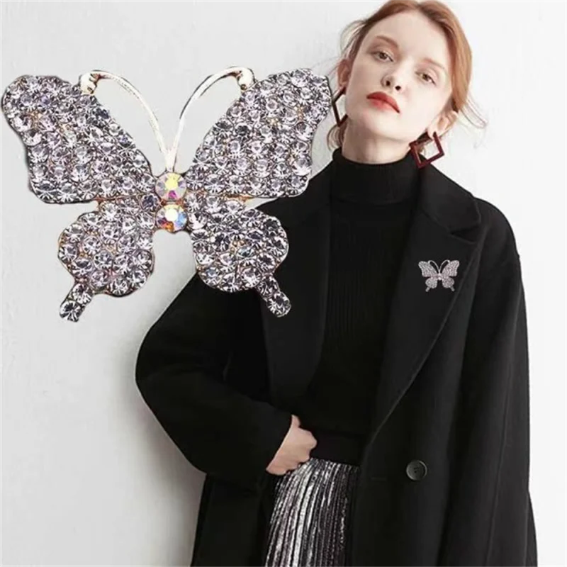 Rhinestone Butterfly Brooches For Women Fashion Insect Crystal Brooch Fixed Clothes Accessories Metal Pins Jewelry Wedding Gifts