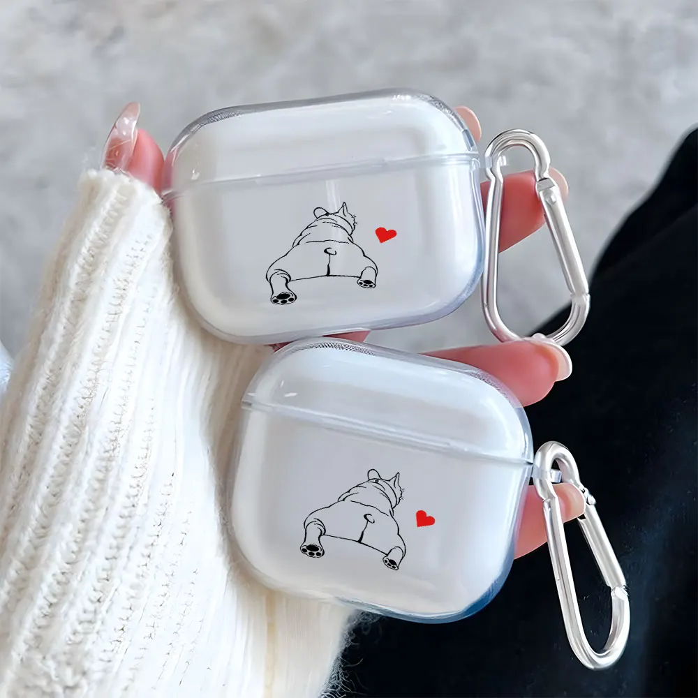 

Funny Dog Heart Pattern Clear Earphone Case for AirPods 4/3/2/1 Earbuds Case For AirPods Pro 3/Pro 2/Pro TPU Protective Cover