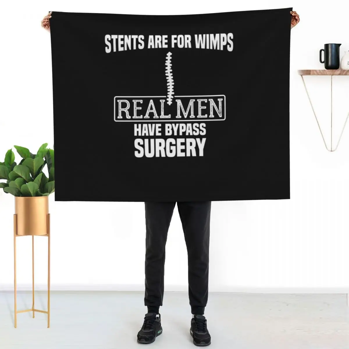 Stents Are For Wimps Real Men Have Bypass Open Heart Surgery Throw Blanket Plush Polar Sofa Throw Sofa Baby Blankets