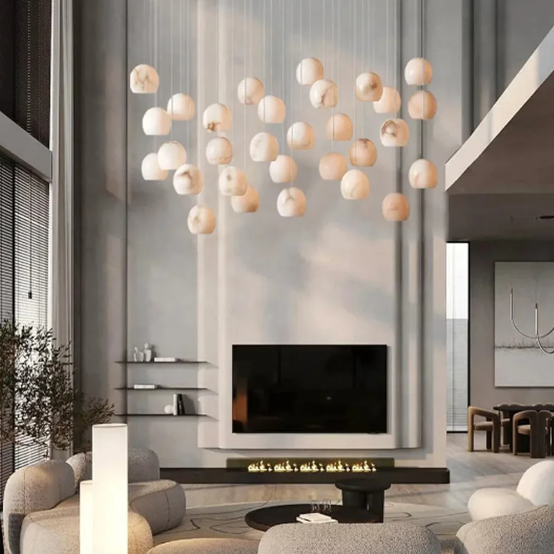 ثريا بريق رخامية إسبانية إسكندنافية حديثة، مصباح معلق على شكل أجهزة قابلة للتعتيم لبار الفيلا، ديكور عصري للسقوف